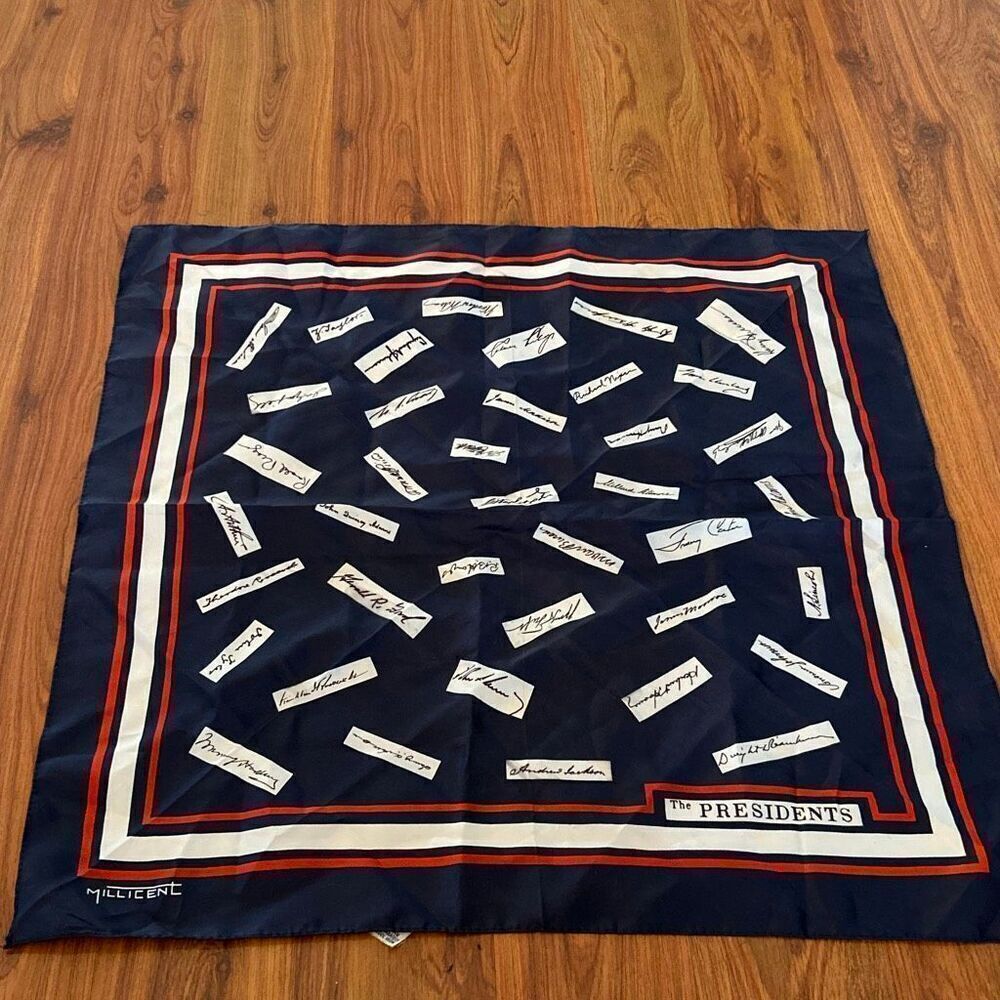 Vintage Millicent made in Japan presidents scarf red white blue